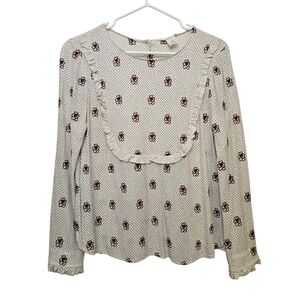 Club Monaco Ruffle Blouse - Polka Dot Top Size XS